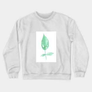 green, leaf, plant, tree, ecology, environment, nature, natural, watercolor, art, painted, hand-drawn Crewneck Sweatshirt